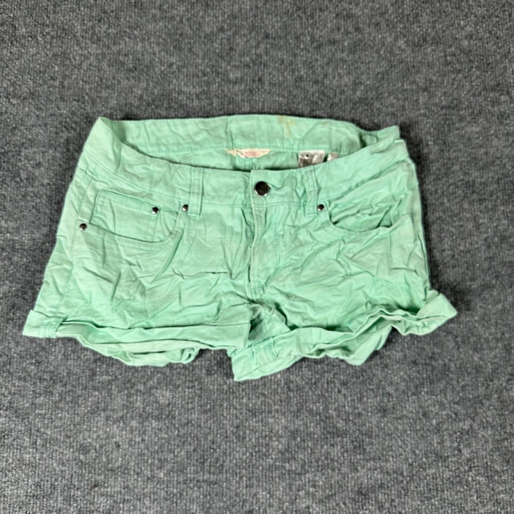 H&M Shorts Womens Size 14 Mint Green Cotton Casual Summer Cuffed Stained